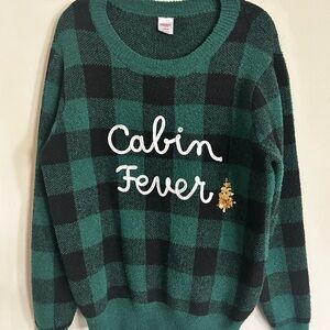Holiday Time Green and Black Plaid 'Cabin Fever' Crewneck Sweater